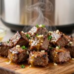 High Protein Slow Cooker Garlic Butter Beef Bites