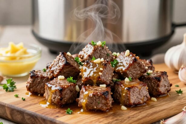 High Protein Slow Cooker Garlic Butter Beef Bites