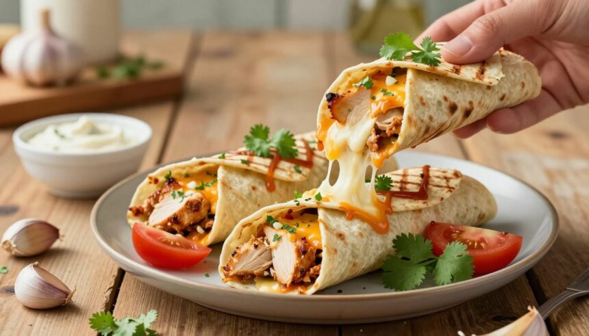 Cheesy Garlic Chicken Wraps