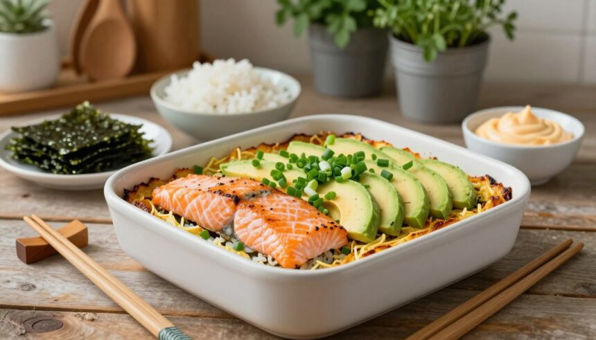 Spicy Salmon Sushi Bake Recipe
