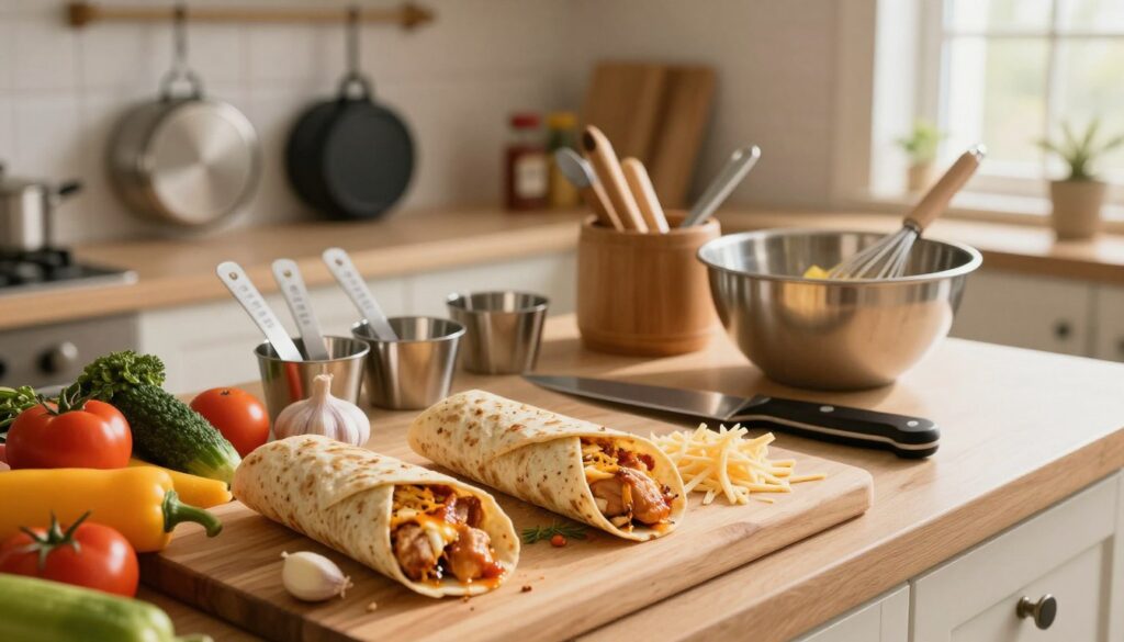 cheesy garlic chicken wraps kitchen tools