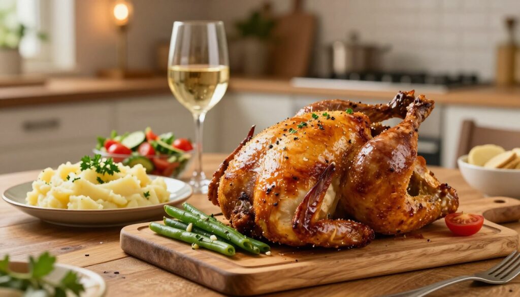 delicious chicken dinner with sides