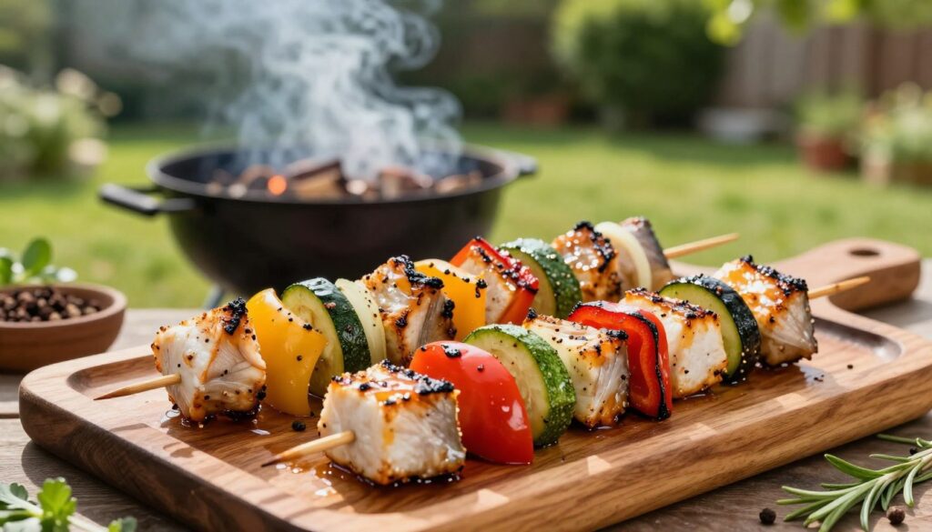 grilled fish kebabs