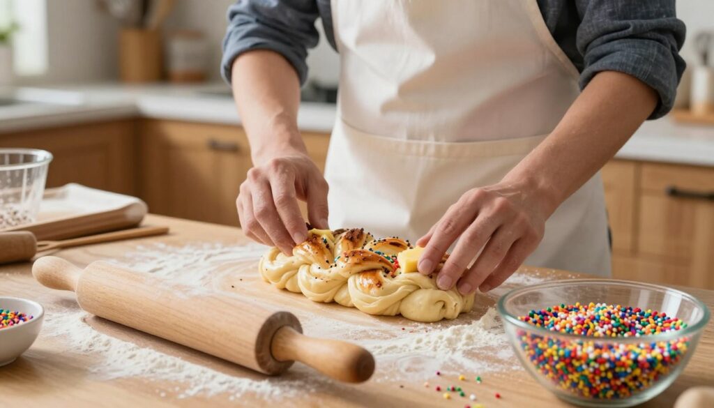 homemade King Cake dough preparation